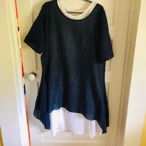 Boutique bought navy linen dress with slip